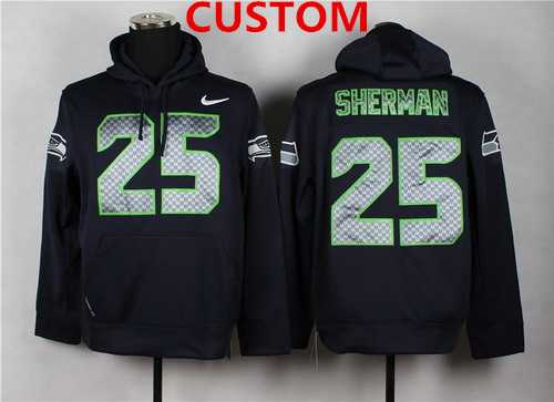 Mens Seattle Seahawks Custom Nike Navy Blue Hoodie